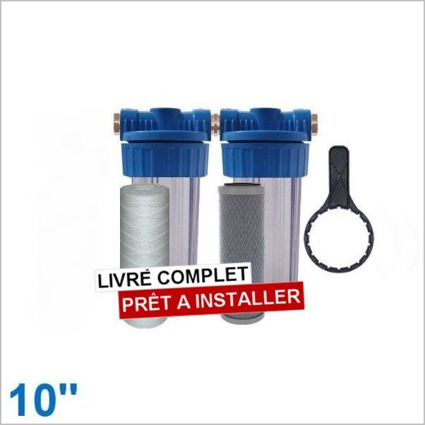 Unité de pré-filtration UV 2 filtres 10 pouces