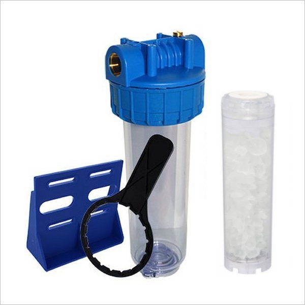 Filtration anti-calcaire 10'' entrée/sortie 3/4 avec porte filtre